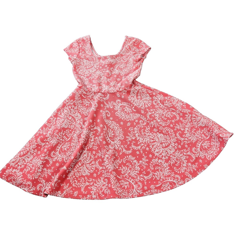 Aeropostale XS Coral Paisley Dress Fit Flare Boho Women's Size XS